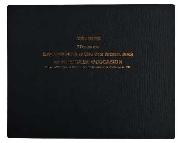 Registre d'objets mobiliers et véhicules d'occasion 240x320,110 pages - Noir