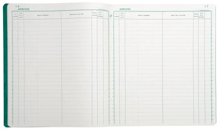 Piqûre 32x27cm Enregistrement du courrier 26 lignes 80 pages - Couleurs assorties