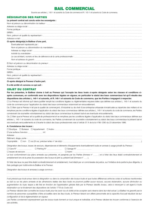 Dossier location commerciale - Vert