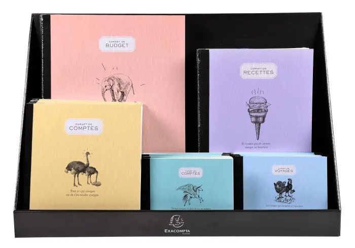 Présentoir 27 carnets "Les carnets qui comptent"