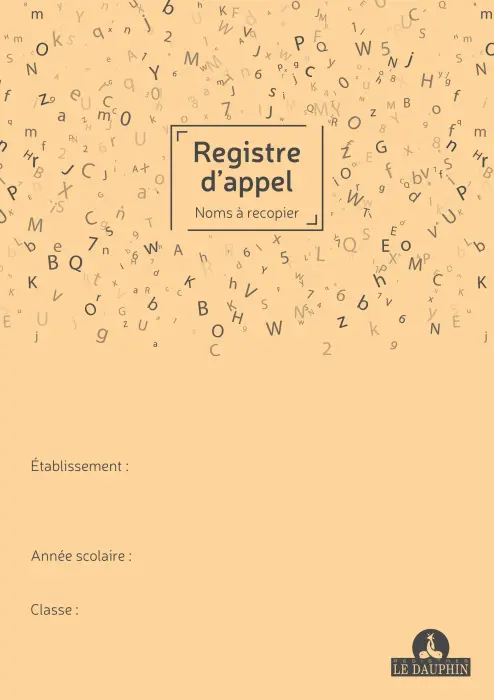 Registre annuel d'appel journalier, 297X210, noms à recopier, 24 pages - Couleurs assorties