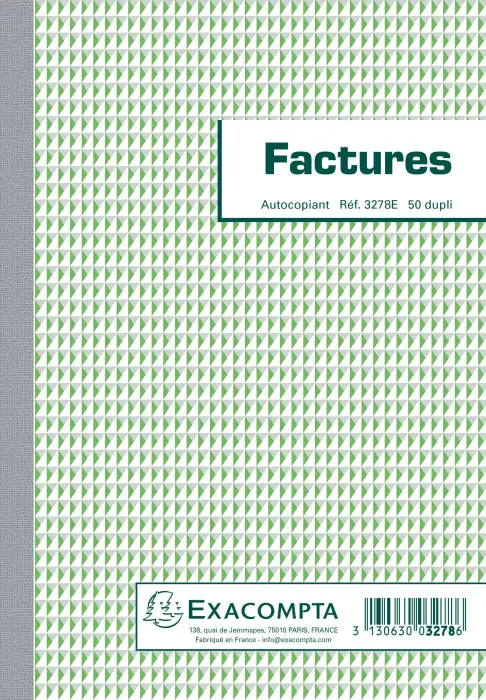 Manifold Factures avec mention TVA 21x14,8cm 50 feuillets dupli autocopiants
