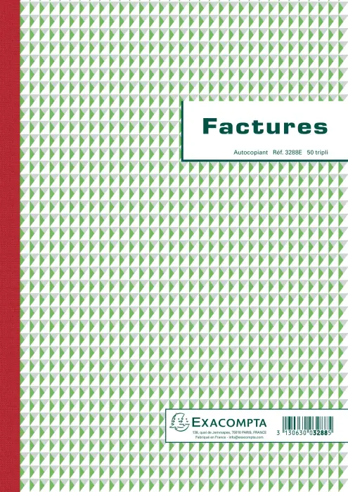 Manifold Factures avec mention TVA 29,7x21cm 50 feuillets tripli autocopiants