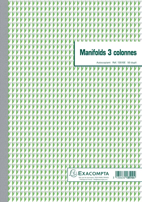 Manifold 3 colonnes 29,7x21cm 50 feuillets dupli autocopiants