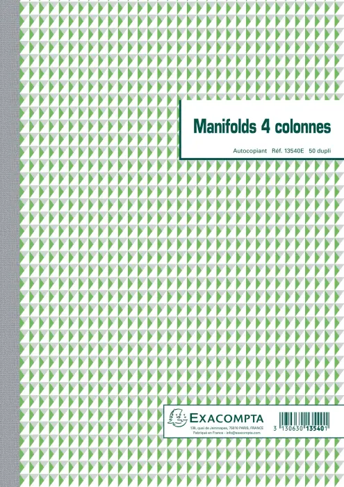 Manifold 4 colonnes 29,7x21cm 50 feuillets dupli autocopiants