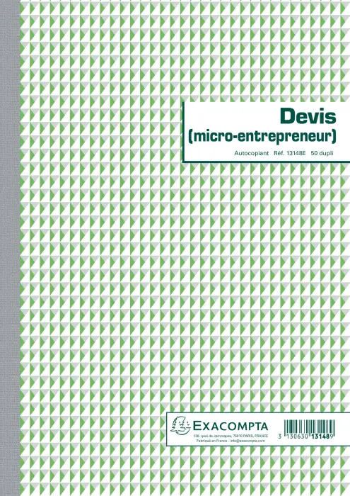 Manifold Devis Micro-entrepreneur 29,7x21cm 50 feuillets dupli autocopiants