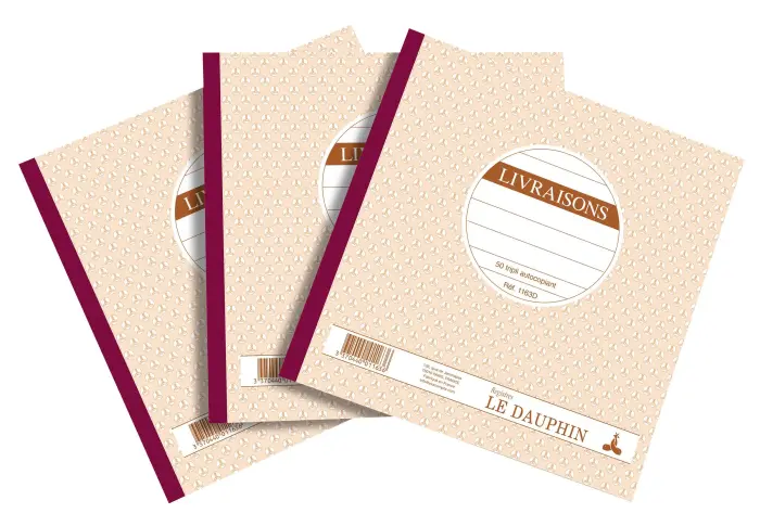 Lot de 3 manifolds LIVRAISONS - papier autocopiant - triplicata (1 original et 2 copies) - 50feuilles - format 21 x 21 cm - couverture vernie - Avoine