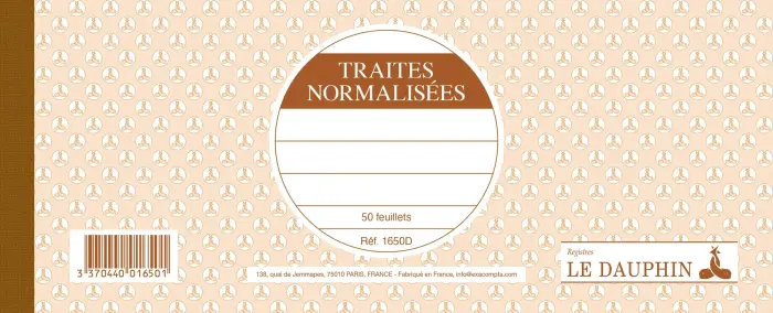 Carnet à souche 101X250 Traites normalisées 50 feuillets - Avoine
