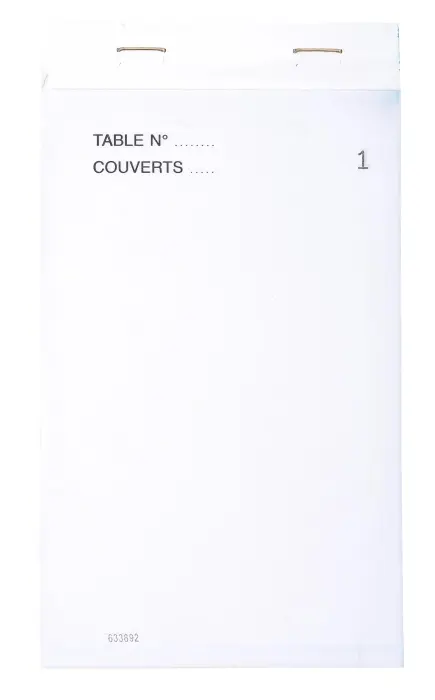 Bloc Maître d'Hôtel 50 feuillets autocopiants numérotés en dupli - Format 9,5x17 cm - Blanc