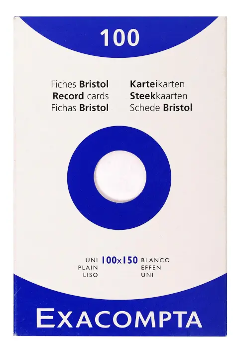 Étui de 100 fiches - bristol uni non perforé 100x150mm - Blanc