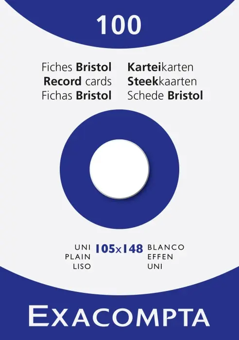 Étui de 100 fiches - bristol uni non perforé 105x148mm - Blanc
