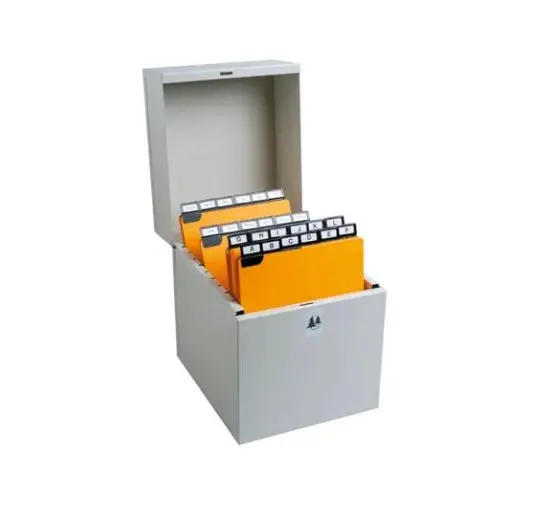 Boîte à fiches Metalib - Classement de 500 fiches verticales - 148x105mm à 150x105mm - Gris