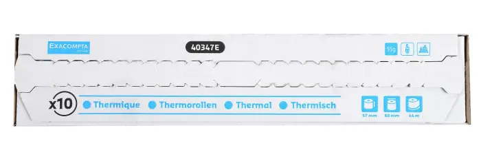 Bobine pour tickets de caisse et carte bancaire 57x60mm - 44m - 1 pli thermique 55g/m2 - Blanc
