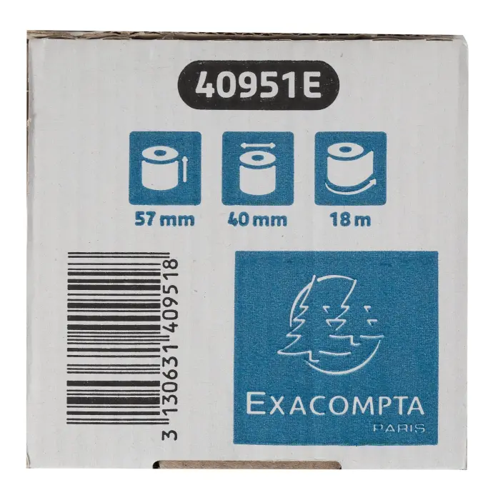 Bobine pour tickets de carte bancaire 57x40mm - 18m - 1 pli thermique 52g/m2 - Safe Contact. - Gris clair