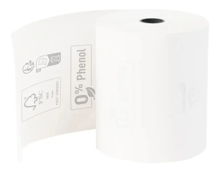 Bobine pour tickets de caisse 80x70m - 72m - 1 pli thermique 48m2 sans Phenol. - Blanc