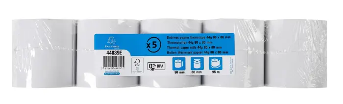 Bobine pour tickets de caisse 80x80mm - 95m - 1 pli thermique 48/m2 - grande longueur. - Blanc