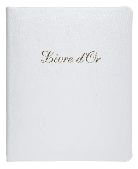 Livre d'or Cuir Alpille 140 pages ivoire - 26x22cm vertical - Blanc