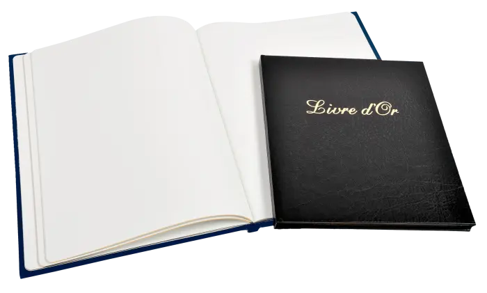 Livre d'or Balacron avec titre 140 pages blanches - 21x19 cm vertical - Couleurs assorties