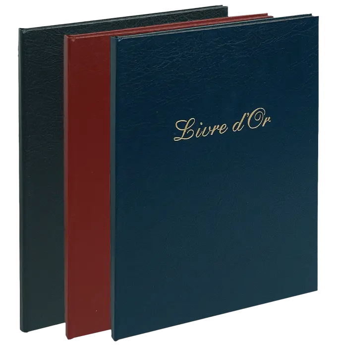 Livre d'or Balacron avec titre 100 pages blanches - 27x22 cm vertical - Couleurs assorties