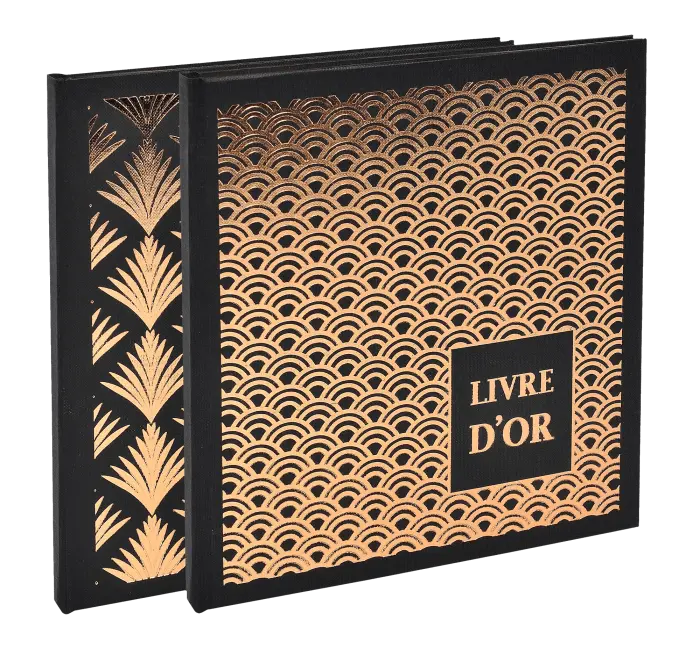 Livre d'or 140 pages tranche or - Format 21x19cm - PALMYRE - Visuels assortis