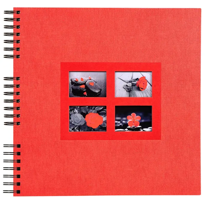 Album photos à spirales 60 pages noires Passion - 32x32 cm - Rouge