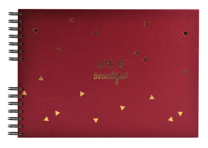 Album photos à spirales 50 pages noires - Format 32x22cm - LIFE rouge - Rouge