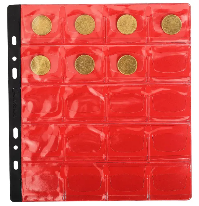 Sachet de 3 recharges numismatiques 20 cases de diamètre 40mm - 24,5x25 cm - Cristal
