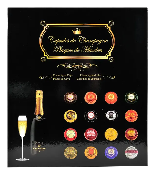 Album de collection pour 64 capsules de Champagne - 29x32,5 cm - Noir