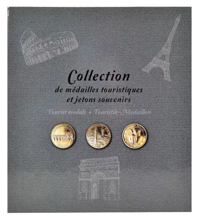 Album de collection pour 50 médailles touristiques - 25,5x28 cm - Gris