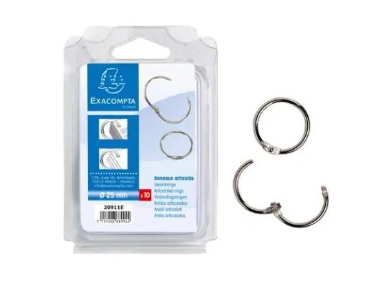 Blister de 10 anneaux articulés - Diamètre 25mm