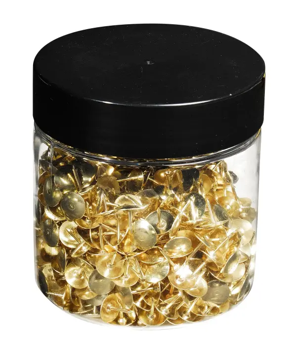 Boîte de 750 punaises en laiton - Hauteur de pointe 9mm - 9,5mm de diamètre - Laiton