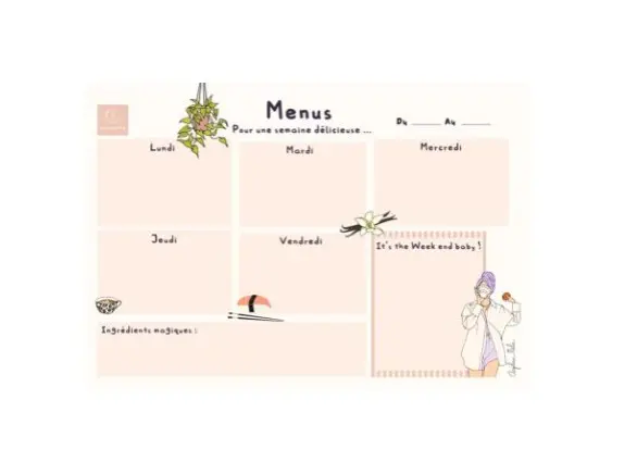 Hebdo Planner Angéline Melin Menu 26,5 x 18 cm - Visuel - New