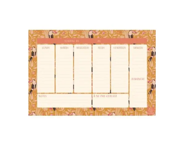Hebdo Planner Color Design Toucan 26.5 x 18 cm. - Visuel