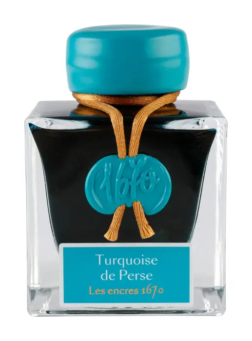 Encre 1670 à paillettes dorées - Turquoise de Perse