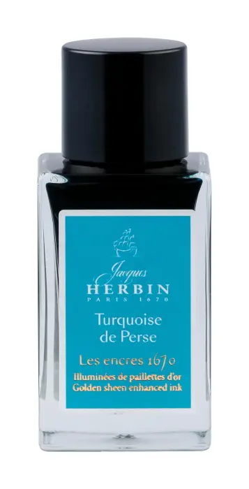 Encre 1670 à paillettes dorées 15ml - Turquoise de Perse
