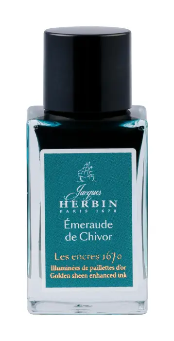 Encre 1670 à paillettes dorées 15ml - Vert emeraude