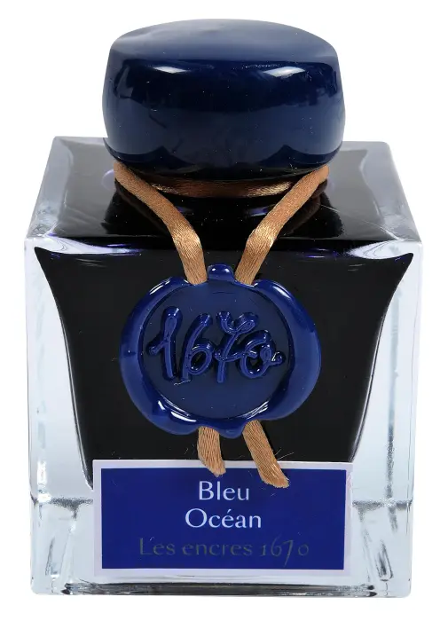 Encre 1670 à paillettes dorées 50ml - Bleu océan