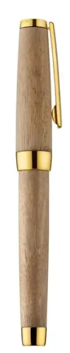 Roller en bois précieux, corps en noyer et attributs en or jaune polis