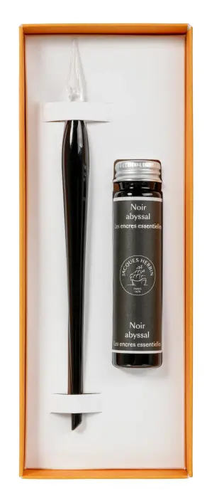 Coffret plume de verre - Noir