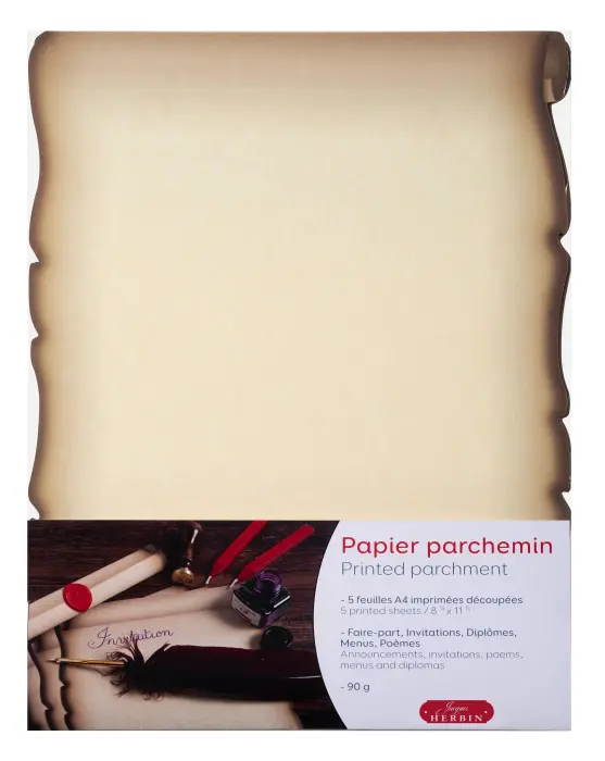 5 feuilles découpées effet parchemin A4 - ivoire