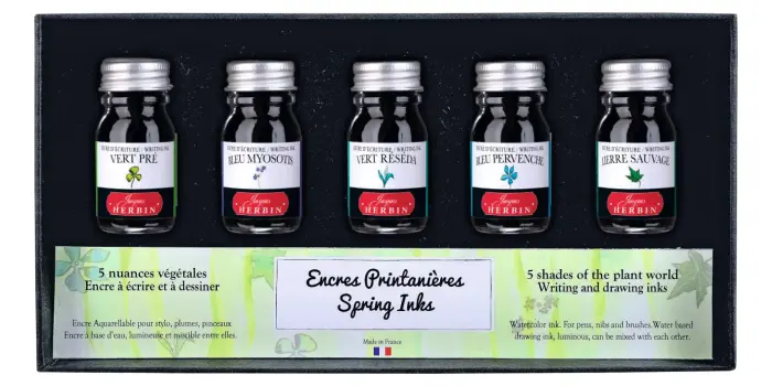 Set de 5 petites bouteilles d'encres printanières - assorti