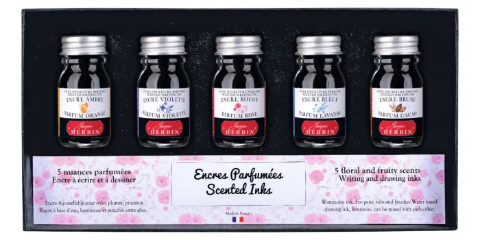 Set de 5 petites bouteilles d'encre parfumée - Assortiment