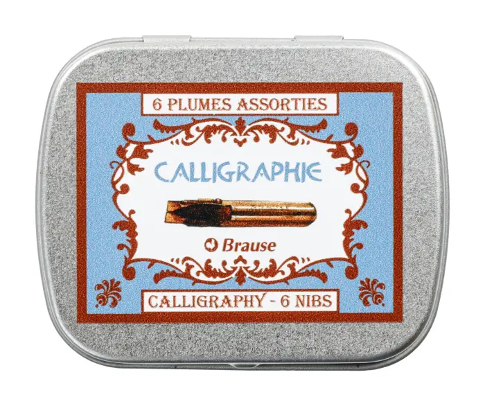 BOITE METAL 6 PLUMES CALLIGRAPHIE