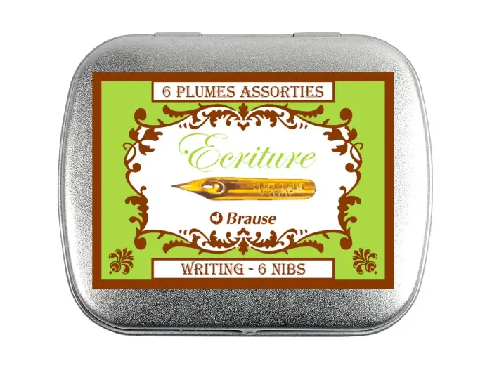 BOITE METAL 6 PLUMES ECRITURE