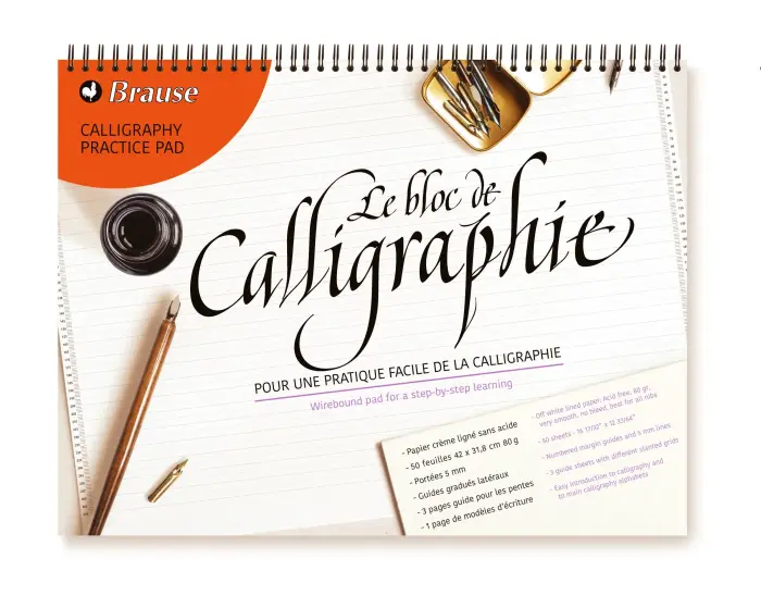 Bloc de calligraphie d'apprentissage A3, FRANCAIS/ANGLAIS - crème