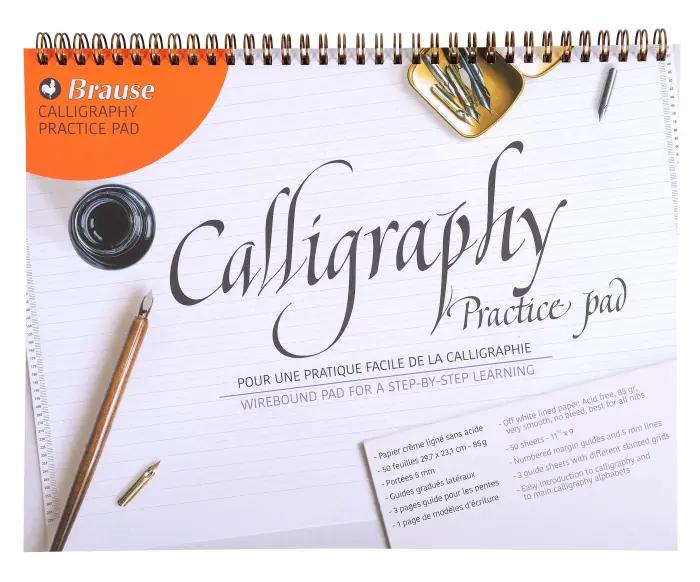 Bloc de calligraphie d'apprentissage A4+, FRANCAIS/ANGLAIS - crème
