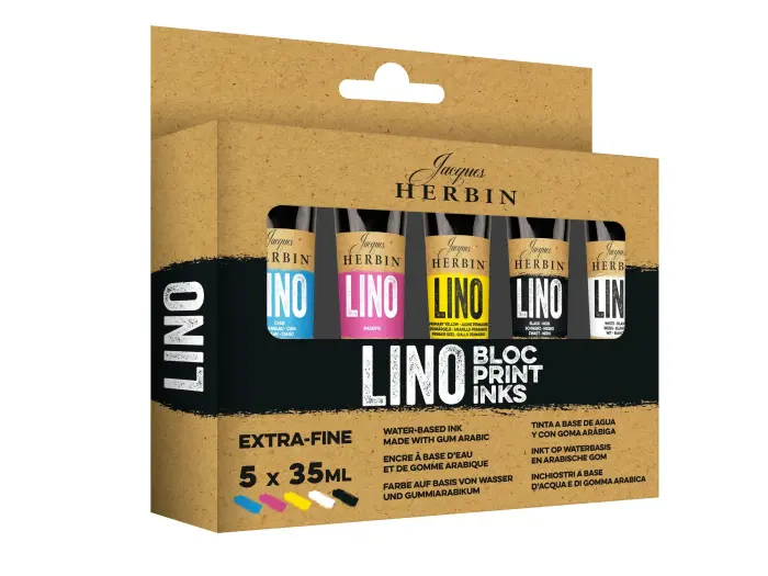 SET 5 ENCRES DE LINOGRAVURE EXTRA-FINES EN 35ml - Assortis - New