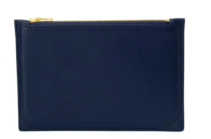 Pochette multifonction en cuir, petit modèle - Bleu marine