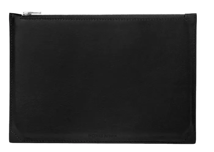 Pochette multifonction en cuir, grand modèle - Noir