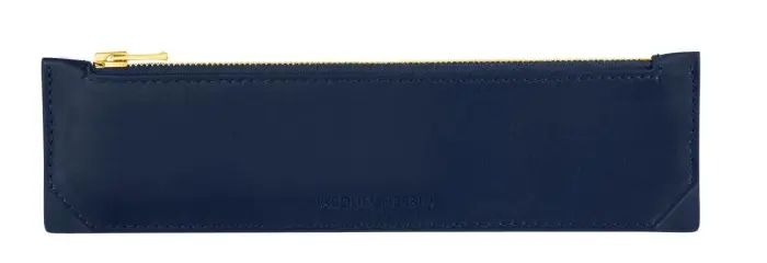 Trousse stylo en cuir, petit modèle - Bleu marine